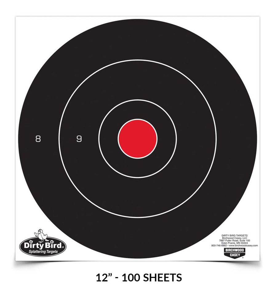 Birchwood Casey Dirty Bird Bulls Eye Splattering Paper Targets (Per 100), 12-Inch