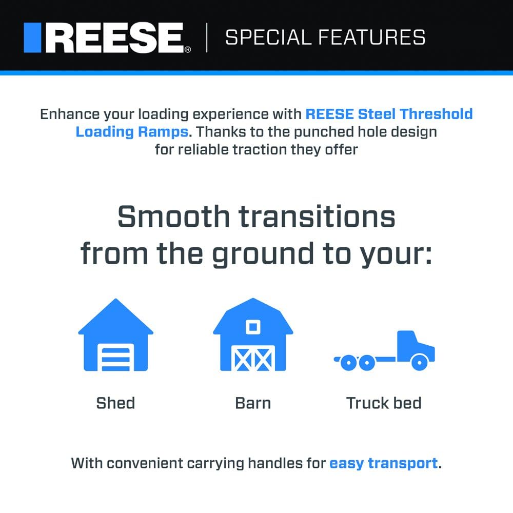 Threshold REESE 9516020 Straight Galvanized Steel Loading Ramp, 11 Inch x 40 Inch, 1,200 lbs. Capacity, Pair