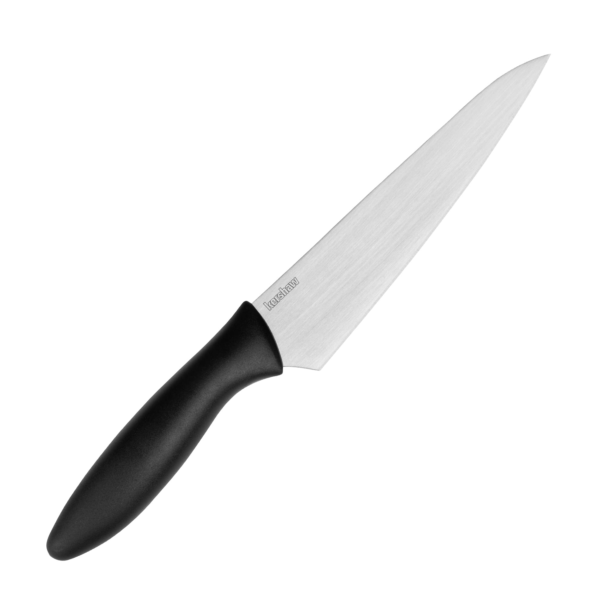 Kershaw 6” Kitchen Utility Knife, Black and Gray Design, 6 Inch Stainless Steel Utility Plain Edge Blade, Included Sheath, Paring Knife for Meat, Fruit, Vegetables and More