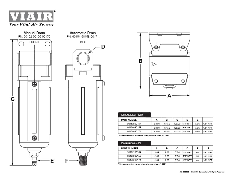 Water Separator VIAIR 1/2" Manual Drain