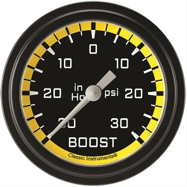 AX341YBLF Classic Instruments AutoCross Yellow 2-5/8" Boost/Vacuum Gauge