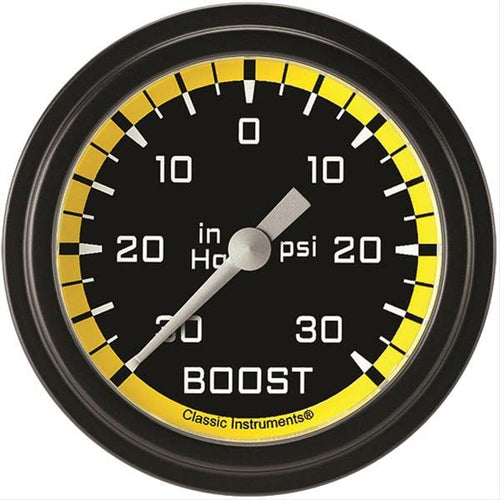 AX341YBLF Classic Instruments AutoCross Yellow 2-5/8" Boost/Vacuum Gauge