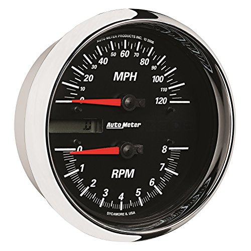 Tach/Speedo AutoMeter Gauge, 4 1/2", 8K Rpm/120 Mph, Black, Pro-Cycle (19466)