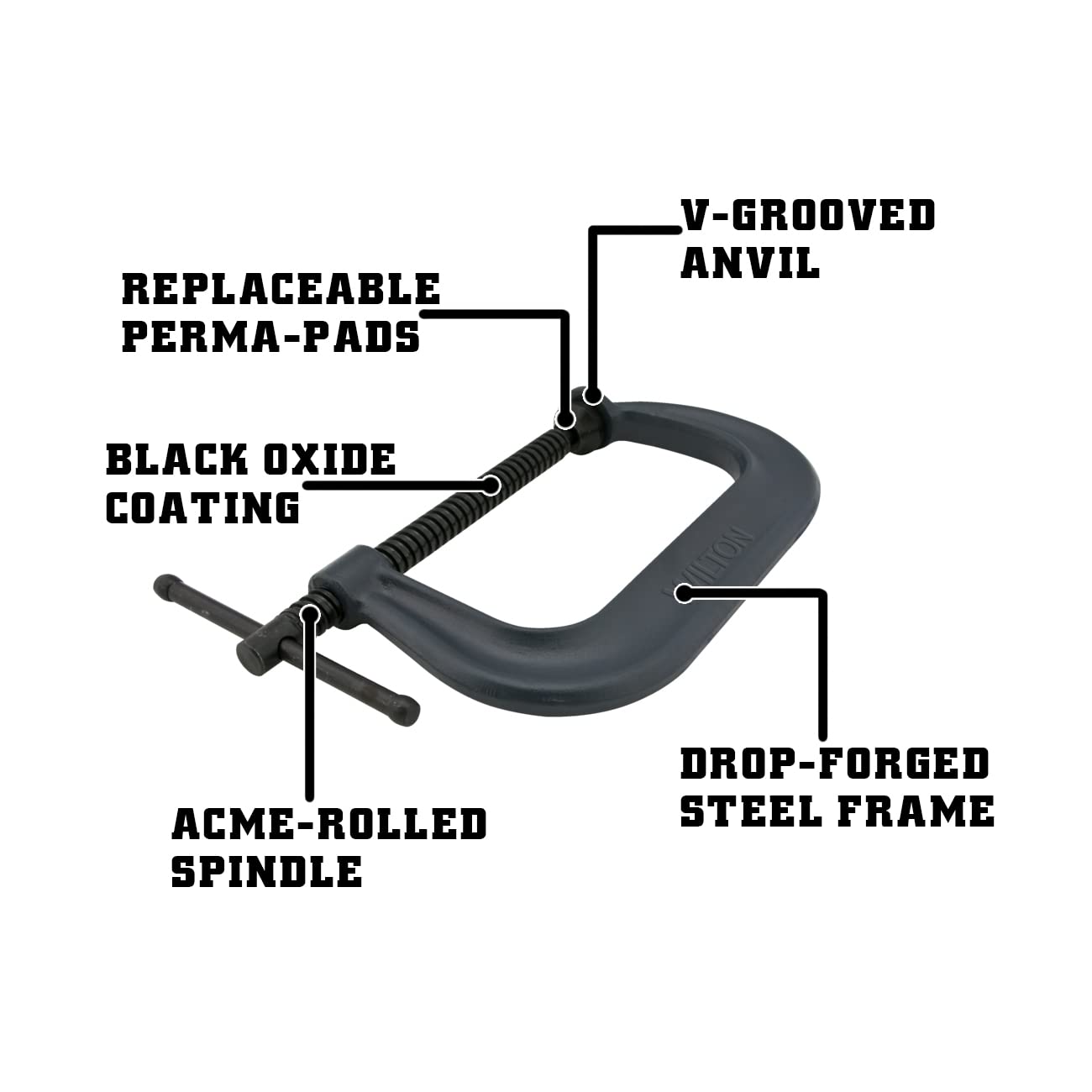 C-Clamp Wilton, 2-1/8" Opening, 2-1/4" Throat, 3500 Lbs. Clamping Force (Model 402)