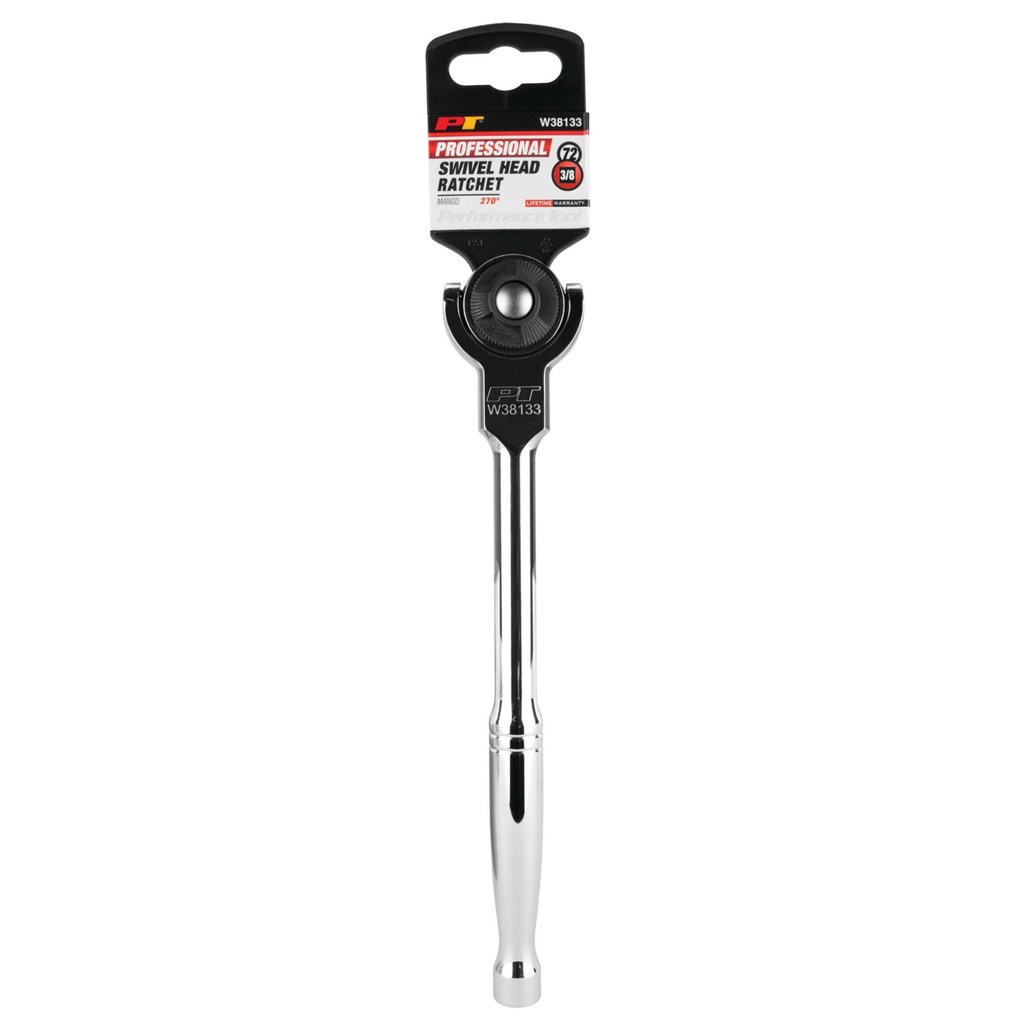 W38133 Performance Tool 3/8-Inch Drive Swivel Ratchet, Rotates Nearly 270 Degree For Increased Access