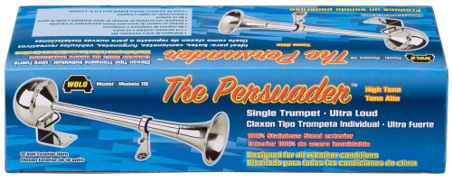 The Persuader Wolo (115) Stainless Steel Single Trumpet Horn - 12 Volt, High Tone, Chrome