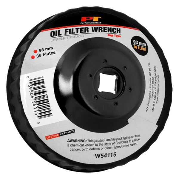 W54115 Performance Tool Steel Oil Filter Wrench with 3/8-Inch Drive, Fits Multiple Brands of Oil Filters, Durable Construction for Strength