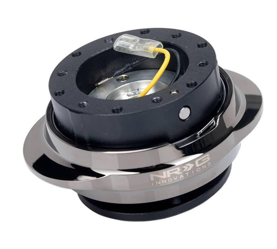 SRK-220BKC NRG Innovations Gen 2.2 Steering Wheel Quick Release Adapter with Bolts & Allen Key,6 X 70mm / 6 X 74mm Bolt Pattern,Black Body/Black Chrome Ring