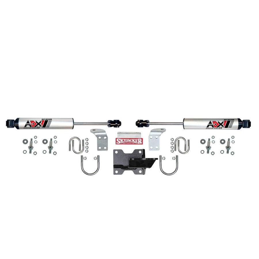 Skyjacker ADX 2.0 Steering Stabilizer, Dual, Brackets/Hardware Included, 2-3/4 in Axle Tube Mount, Aluminum, Polished, Jeep Wrangler JK 2007-18, Kit