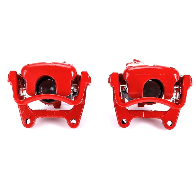 Power Stop Pair of High-Temp Red Powder Coated Rear Calipers For Audi A3 2006-2008, Volkswagen GTI 2006-2009, Volkswagen Jetta 2006-2009 [Model Specific]