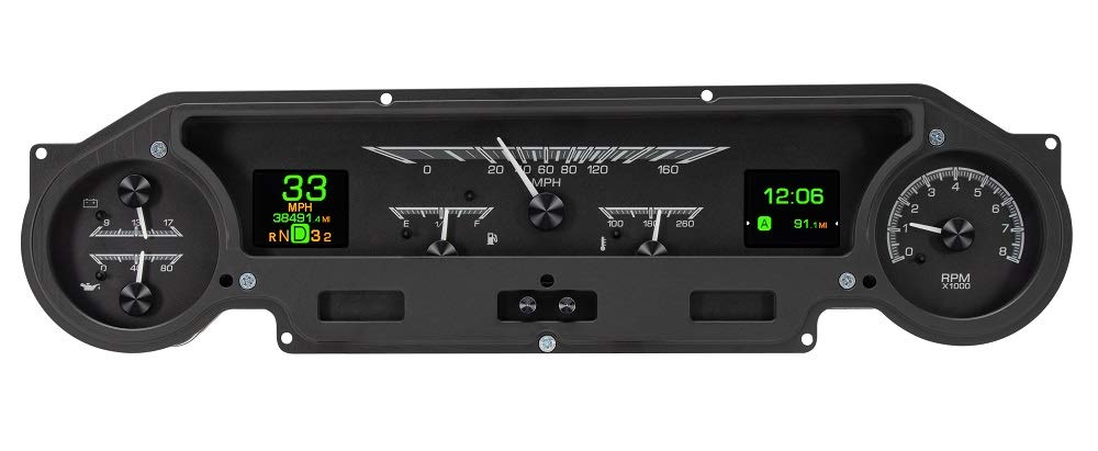 Dakota Digital HDX-64F-FAL-K Analog Gauge System Compatible with 1964-65 Ford Falcon, Ranchero and Mustang Black Alloy