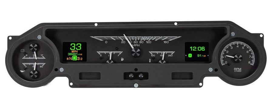 Dakota Digital HDX-64F-FAL-K Analog Gauge System Compatible with 1964-65 Ford Falcon, Ranchero and Mustang Black Alloy