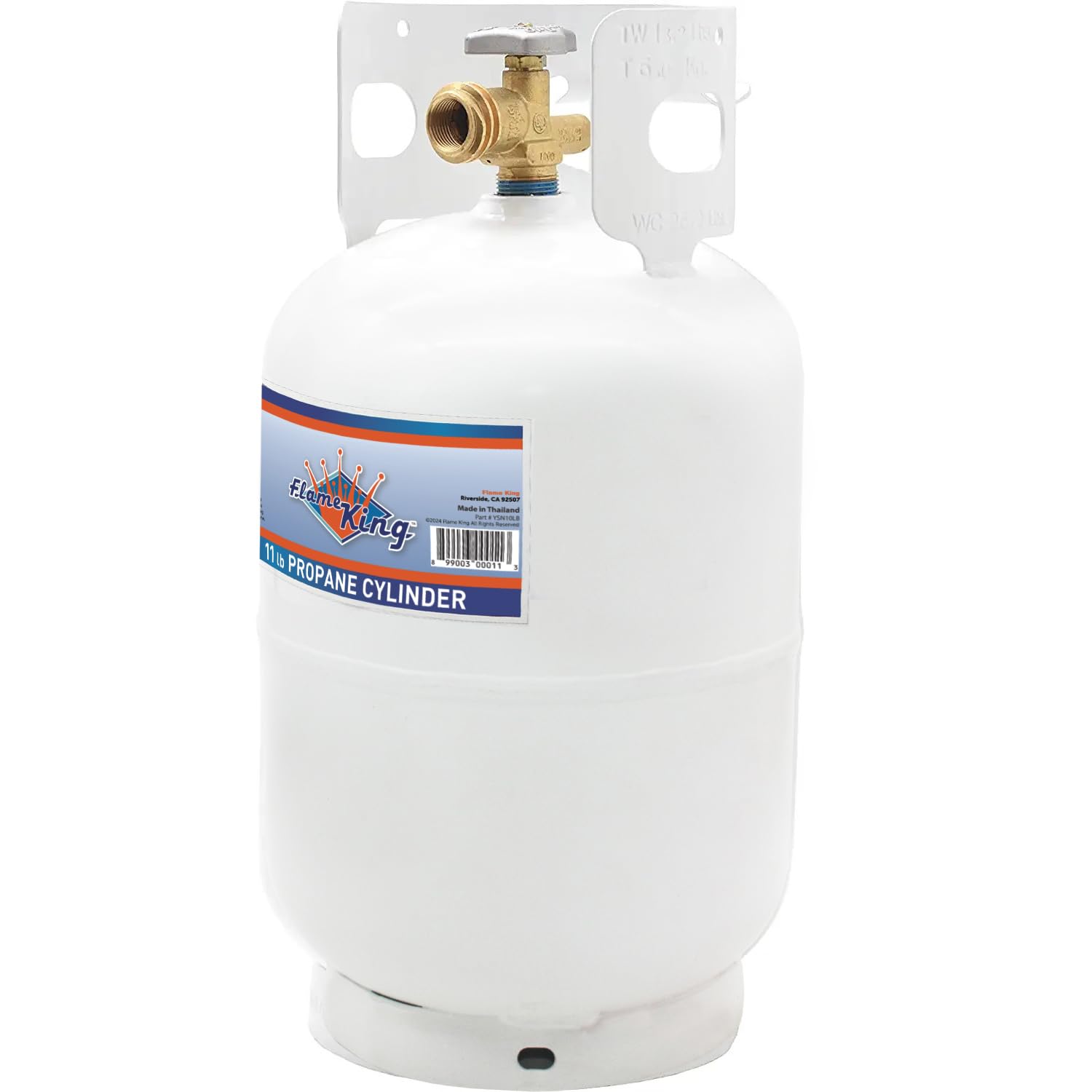 10LB Flame King Steel Propane Tank Cylinder with Type 1 Overflow Protection Device Valve, Great for Camping, Fire Pits, Heaters, Grills, Overlanding, White