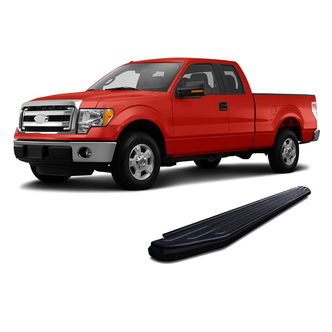 Peerless Black Horse Running Boards Black Compatible with 2004-2009 Ford F-150-PR-F379BK