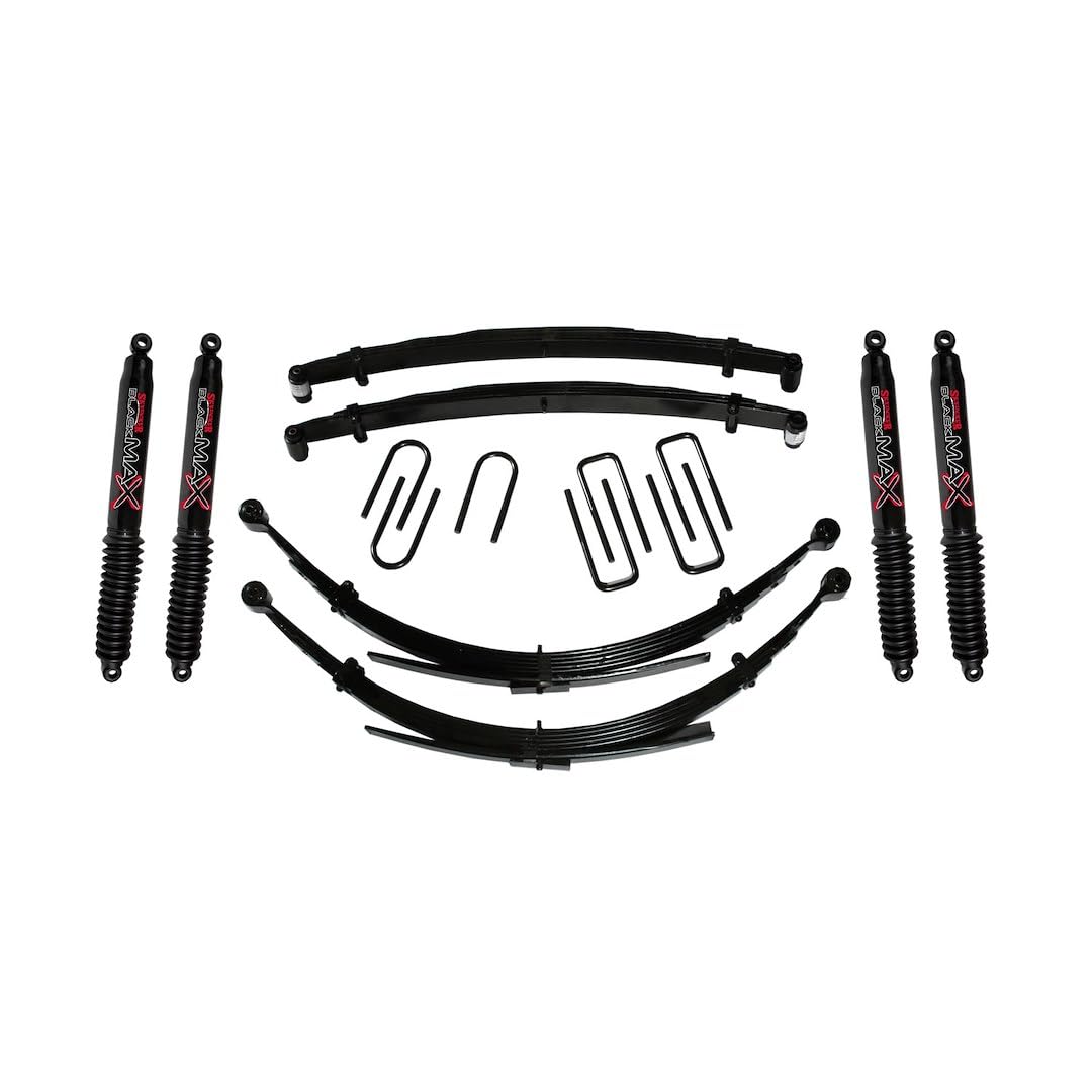 Skyjacker Suspension Lift Kit D400CDKS4-B w/Shock Black MAX Shocks 4 in. Lift Incl. Front/Rear Leaf Springs Front/Rear U Bolt Kits Front Bushing Kit 4 Shocks