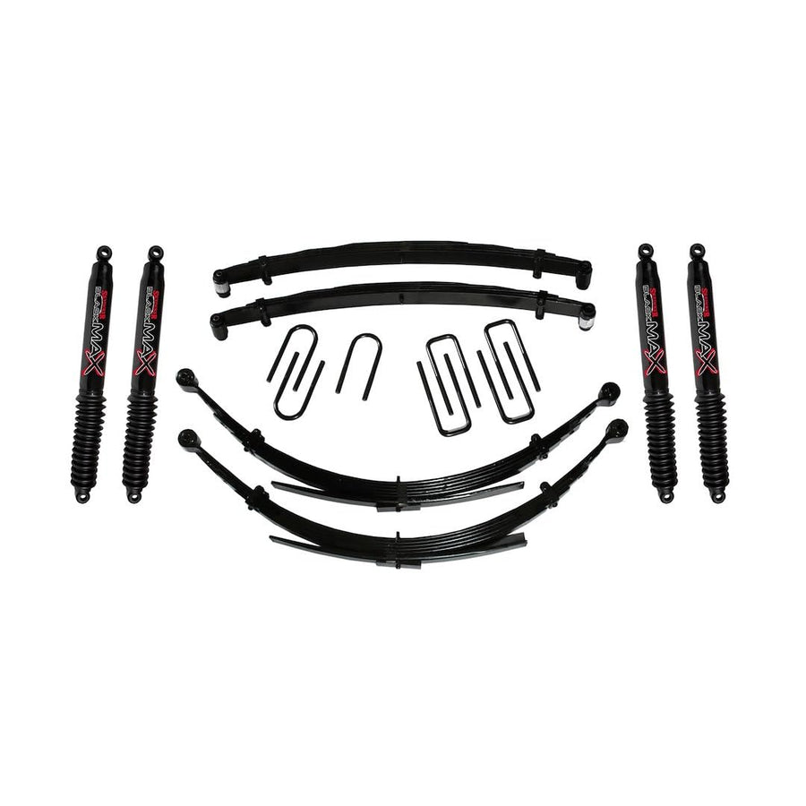 Skyjacker Suspension Lift Kit D400CDKS4-B w/Shock Black MAX Shocks 4 in. Lift Incl. Front/Rear Leaf Springs Front/Rear U Bolt Kits Front Bushing Kit 4 Shocks