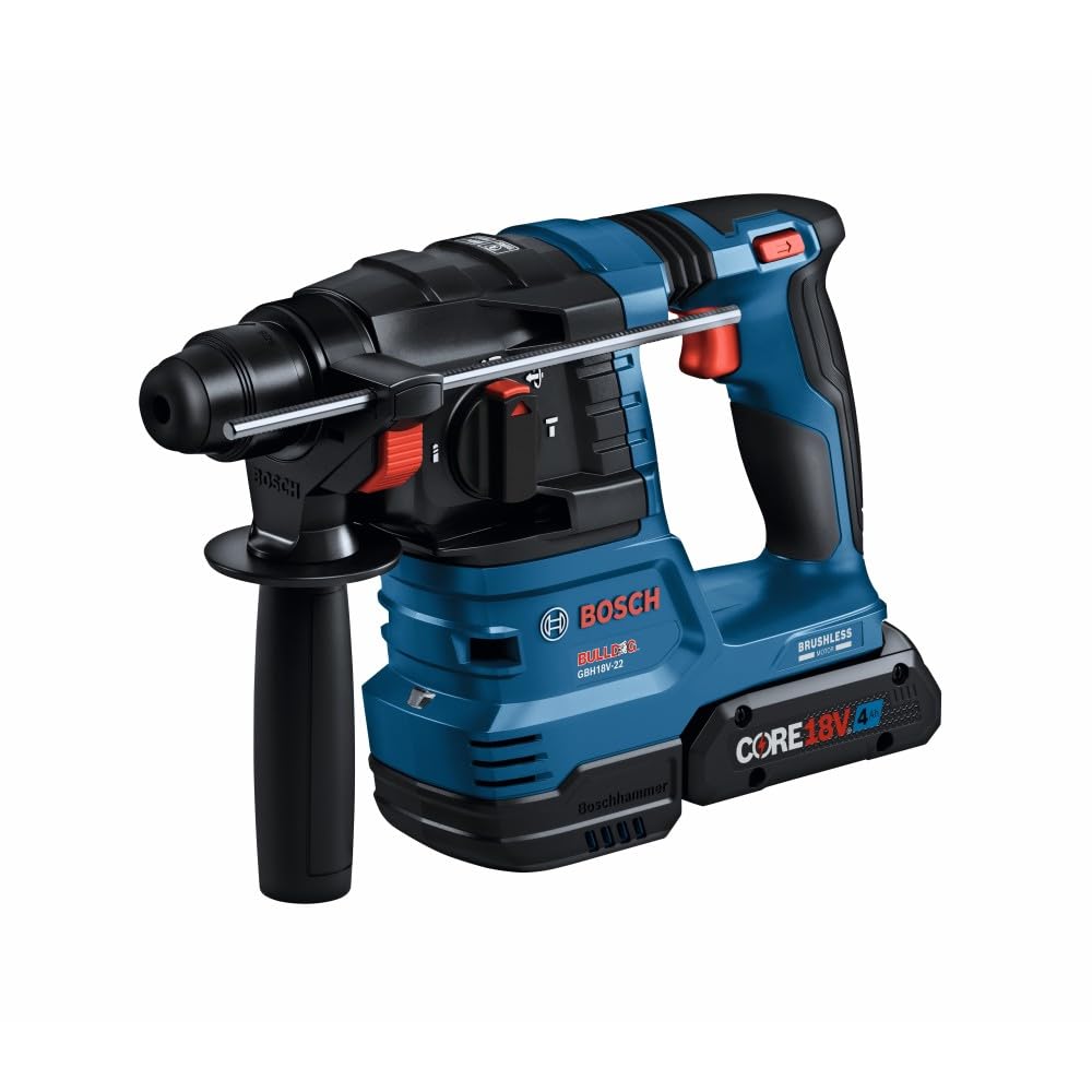 Bosch 18V GBH18V-22K24 Brushless SDS-plus® Bulldog™ ¾ In. Rotary Hammer Kit with (2) CORE18V® 4 Ah Advanced Power Batteries