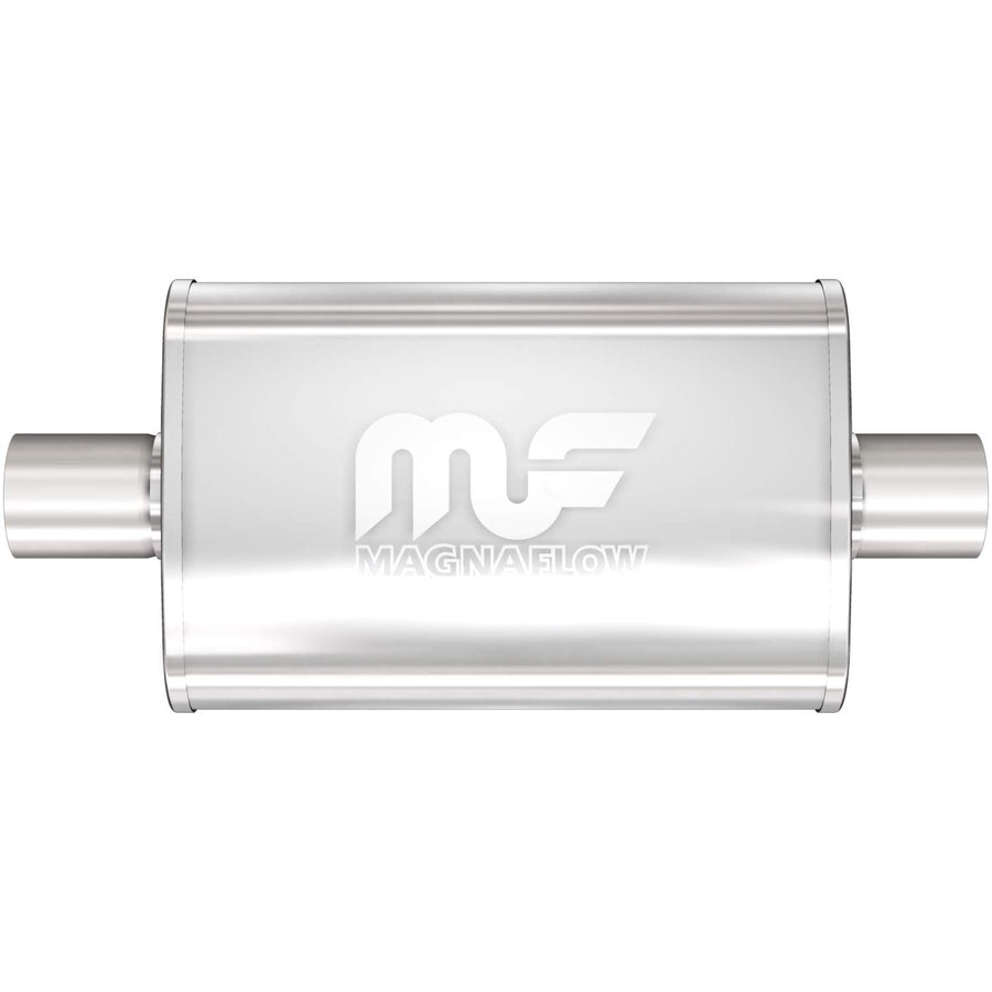 Performance MagnaFlow Exhaust Muffler 14319: 3"/3" Inlet/Outlet, 4x9x14" Oval, Stainless Steel, Brushed Finish