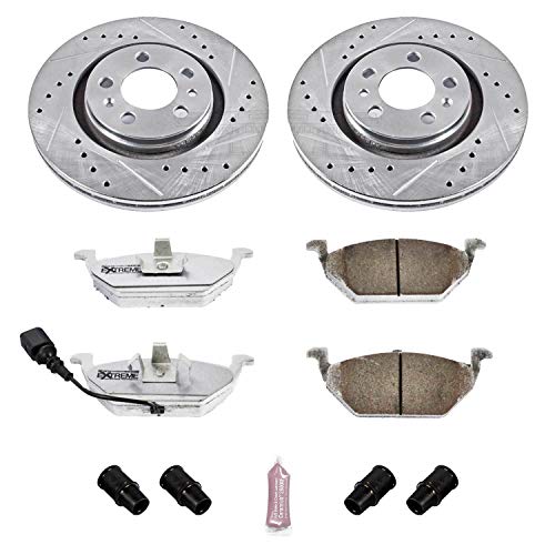 Power Stop K839-26 Z26 Carbon Fiber Brake Pads with Drilled & Slotted Brake Rotors Kit Front