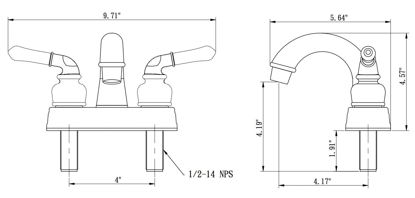 Dura Faucet RV Bathroom Sink Faucet DF-PL620C-SN - Smooth Turning 2-Lever (Brushed Satin Nickel)