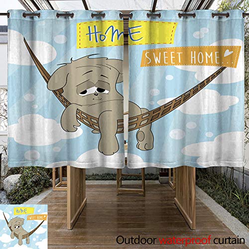 Outdoor Curtains WinfreyDecor for Patio Sheer Sweet Home – Vector Illustration W63 x L72