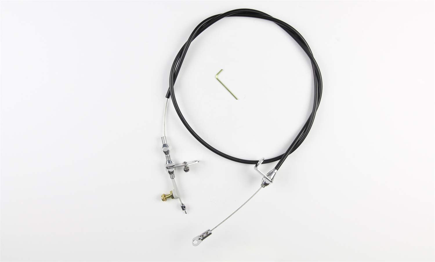 Kickdown Cable Kit Lokar KDP-2FMXU with Polished Fitting Black Housing for Ford FMX