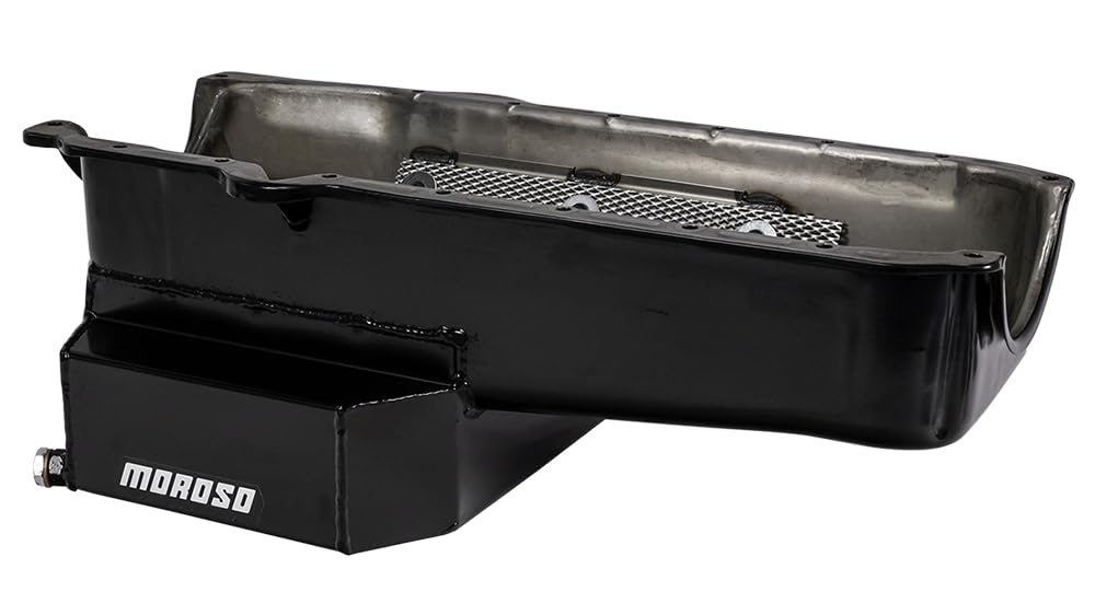 Moroso Steel Wet Sump Oil Pan 21815, Fits 86-Up Small Block Chevy, 7.5" Depth w/Road Race Baffle