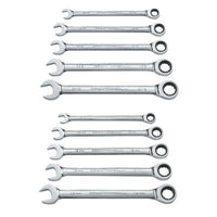 Ratcheting GEARWRENCH Combination SAE/Metric Wrench Set 10 Pc., 12 Point - 9418