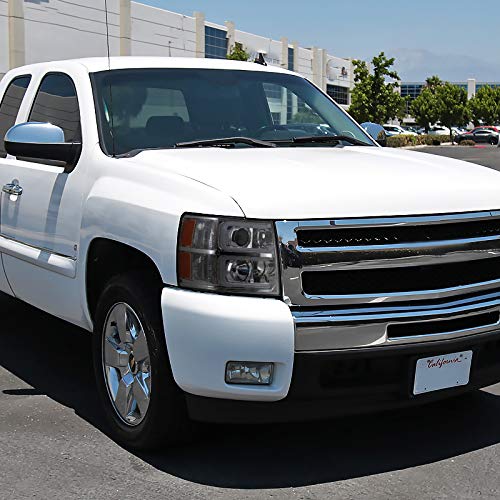 Spec-D Tuning Projector Headlights LED Light Bar Smoke Lens Compatible with 2007-2013 Chevy Silverado 1500, 2007-2014 Chevy Silverado 2500HD / 3500HD, Left + Right Pair Headlamps Assembly