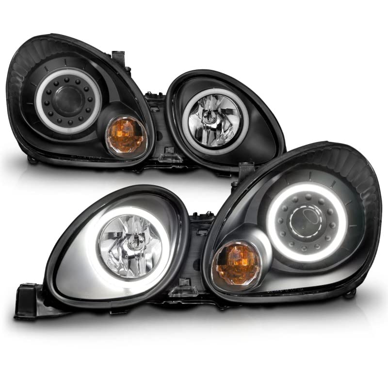 121144 ANZO USA Headlight Set Projector w/CCFL Halo-Black