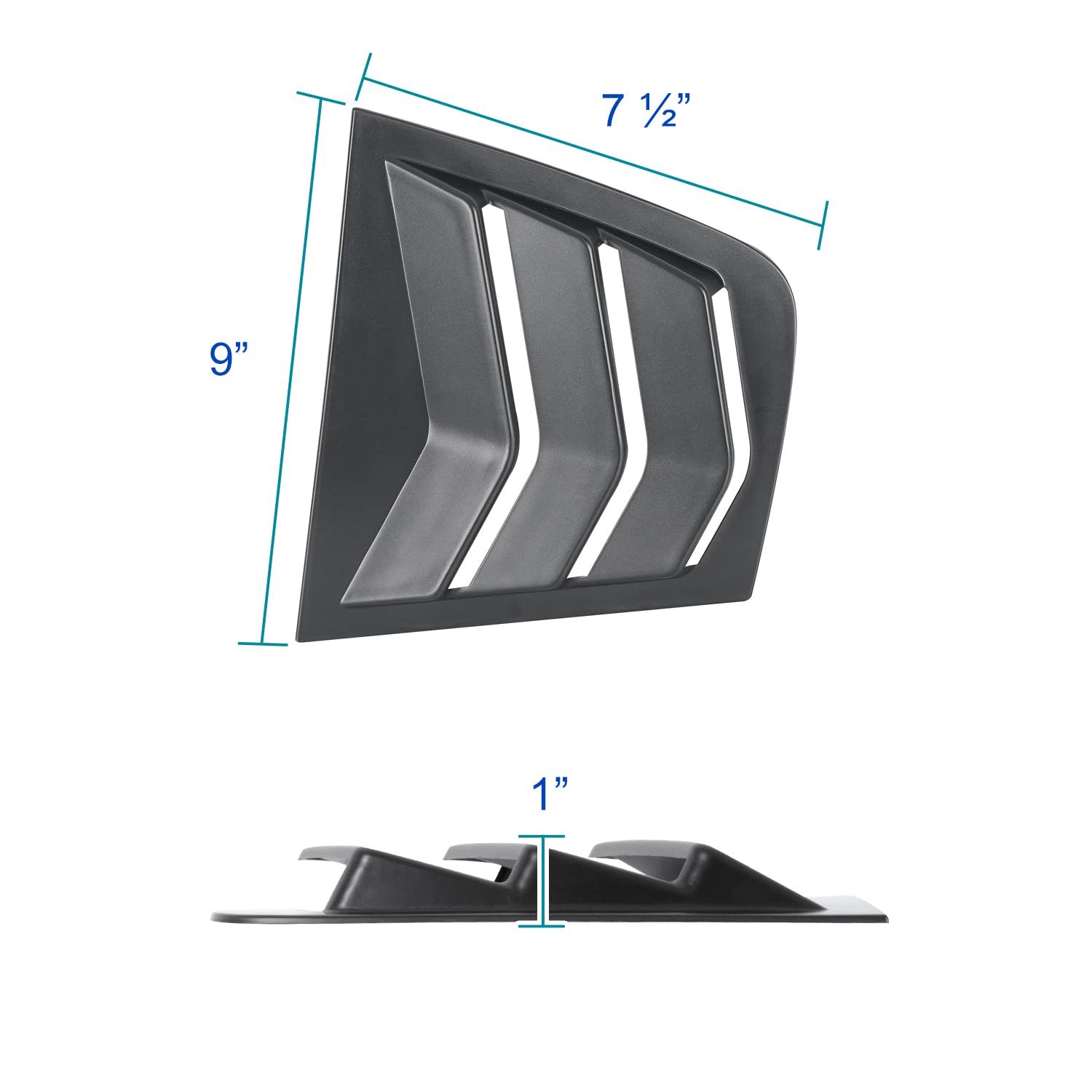 Quarter 3-Vent Style Black Spec-D Tuning Side Window Louvers Cover 2PC Compatible with Dodge Charger 2011-2021
