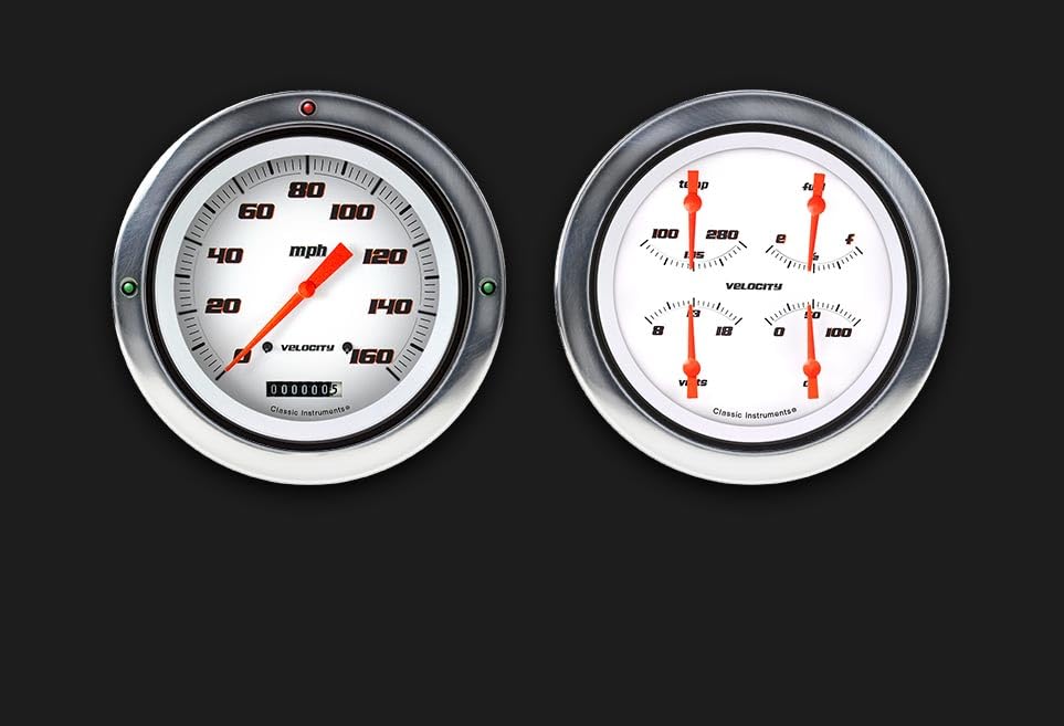 Classic Instruments Velocity CT54VSW52-LS White Direct Fit Gauge Package LS Swap 4 5/8" Speedometer and Quad Gauge Fits 1954-1955 Chevy Truck