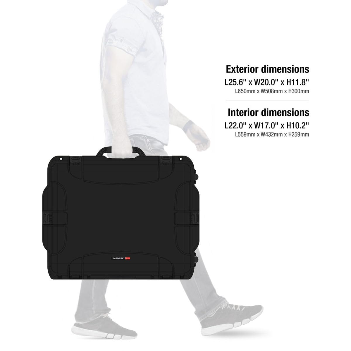 Wheeled Nanuk Series 955 Lightweight NK-7 Resin Waterproof Hard Case without Foam, Black