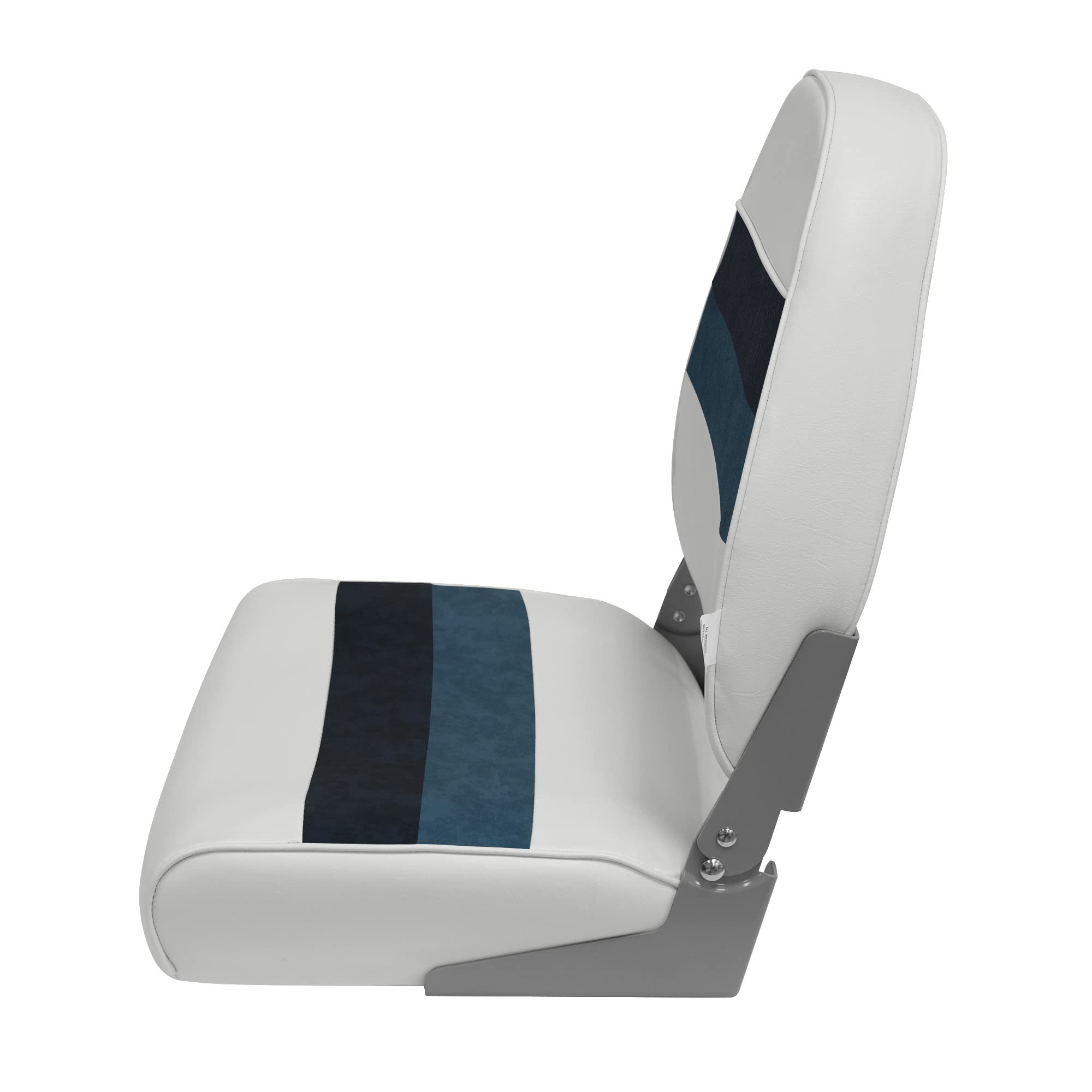 8WD590-1008 Wise Deluxe Series Pontoon Fold Down Seat, White/Navy/Blue