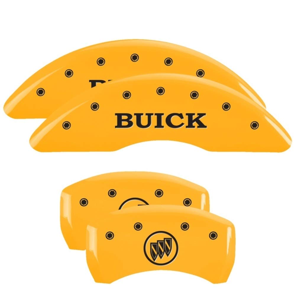 MGP Caliper Covers Buick/Buick Shield Logo Yellow Powder Coat Finish, Black Characters Set of 4 49013SBSHYL