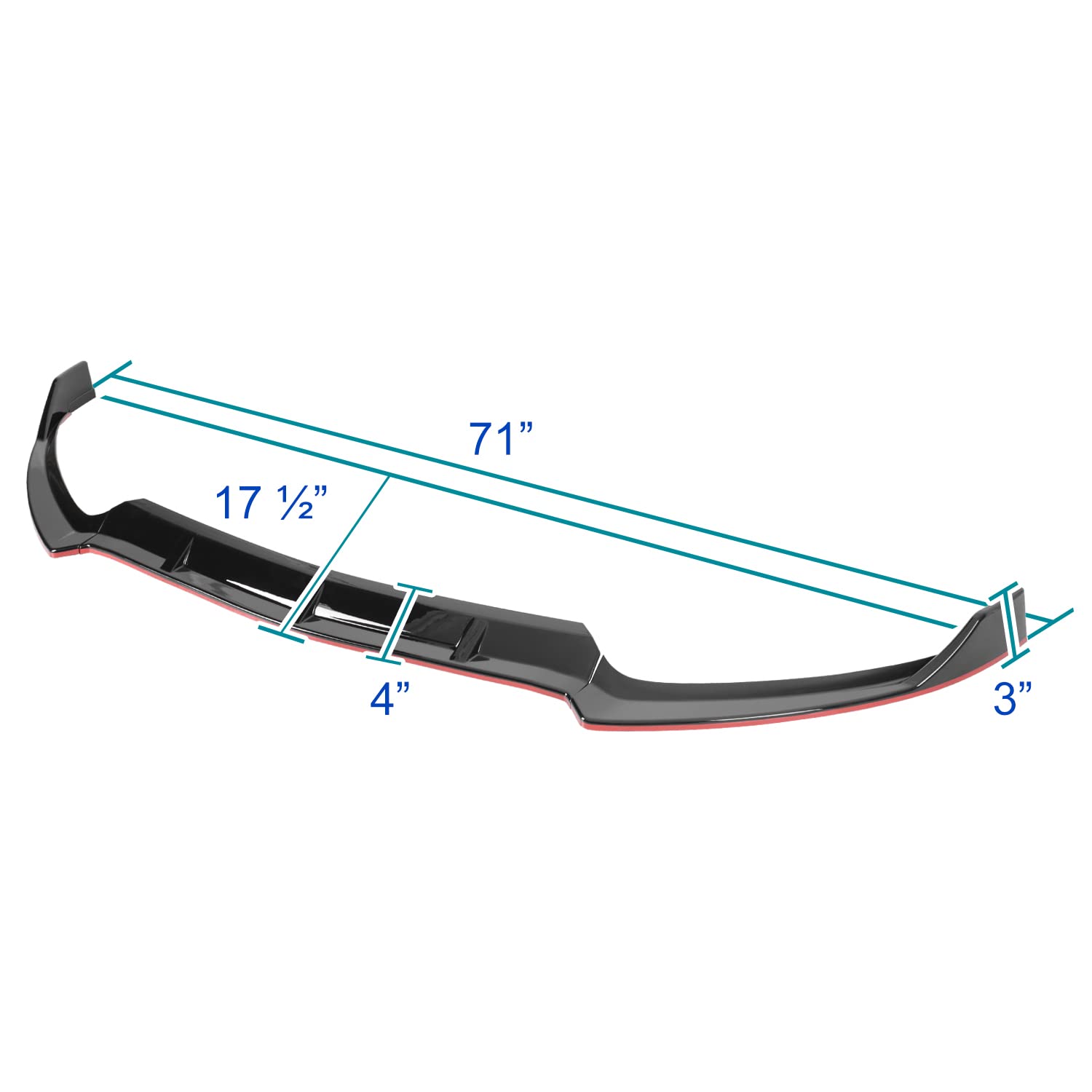 Glossy Black Red Trim Spec-D Tuning Front Bumper Lip Splitter 3PC Compatible with Mercedes Benz W205 2015-2018