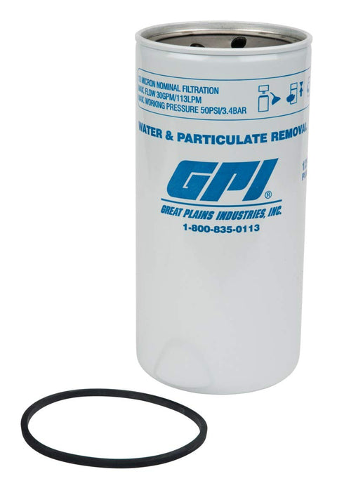 GPI Water and Particulate PW-30-10-1.5 Fuel Filter, 30 GPM (113 LPM), 10 Micron, 1.5-16 UNF Thread (GPI Genuine Accessory 129320-02)