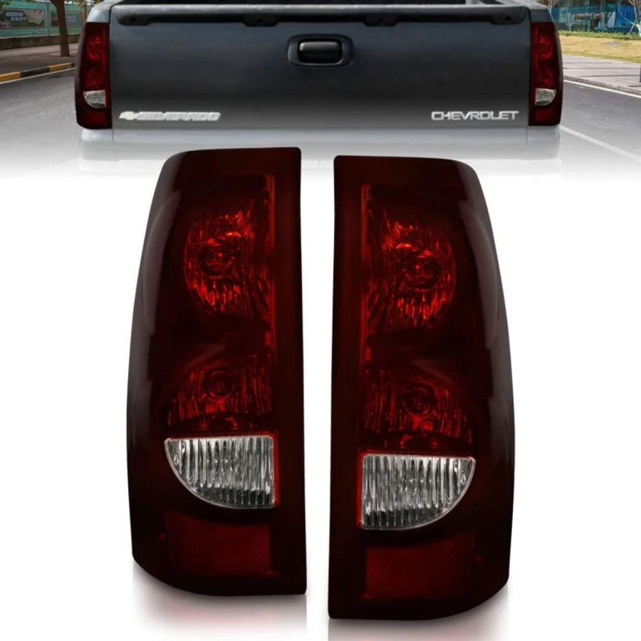2003-2006 Chevrolet Silverado 1500 Taillights ANZO PROZ Compatible Dark Red/Clear Lens (OE Style) (Pair) 211184