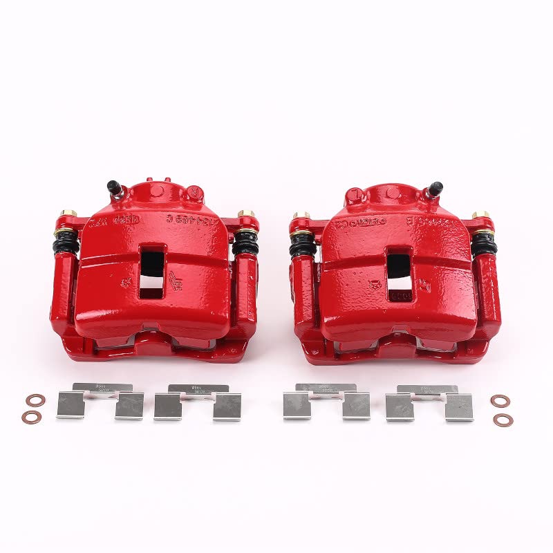 Power Stop S4780 Front Pair of High-Temp Red Powder Coated Calipers For Chrysler PT Cruiser 2001-2010 [Model Specific]