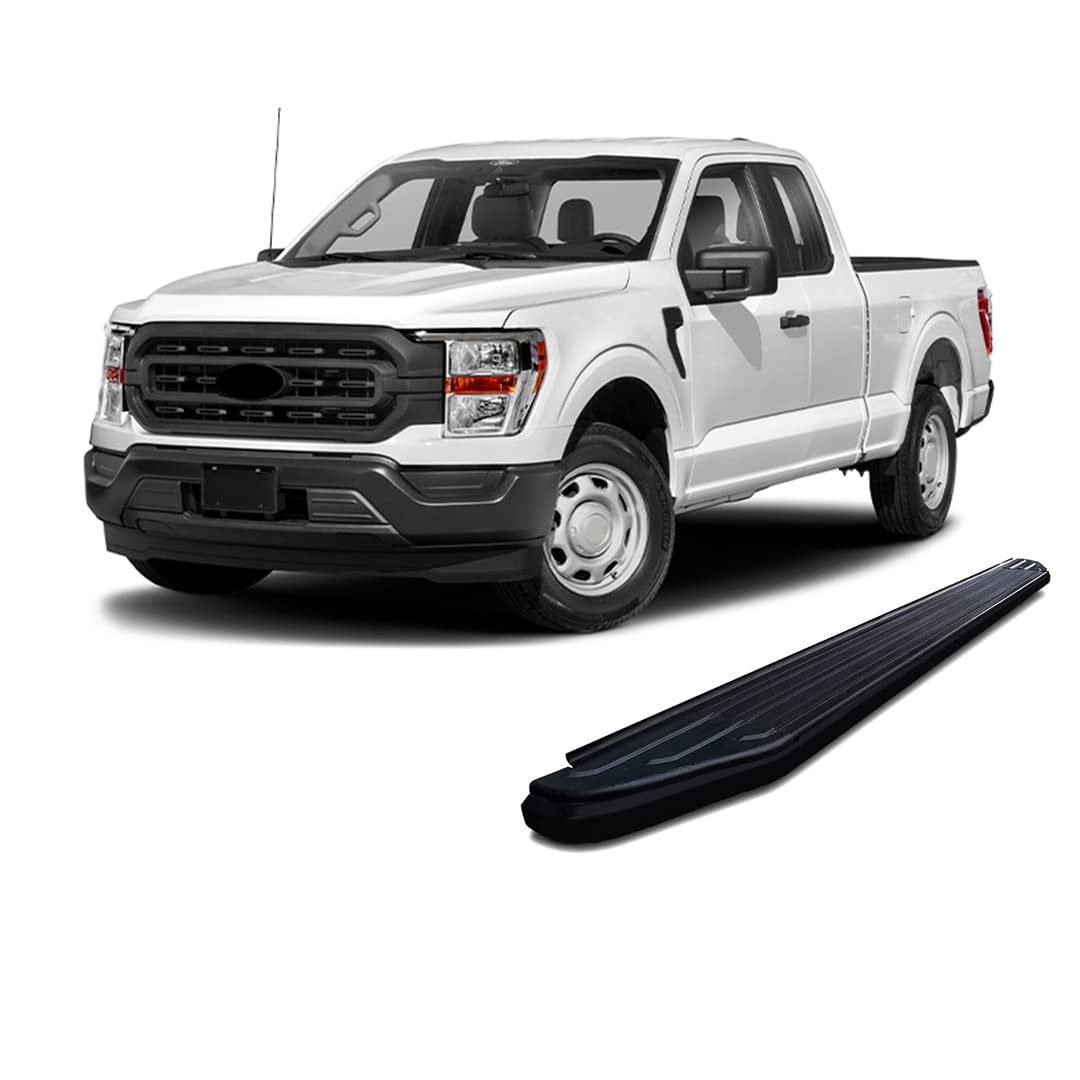 Peerless Black Horse Running Boards Compatible with 2017-2023 Ford F-250/F-350/F-450/F-550 Super Duty|2015-2023 Ford F-150-PR-F279BK
