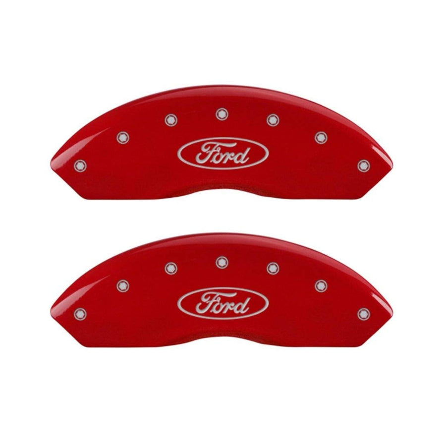 MGP 10155FFRDRD Caliper Covers Red Brake Covers Engraved with Silver Ford Oval (Set of 2)