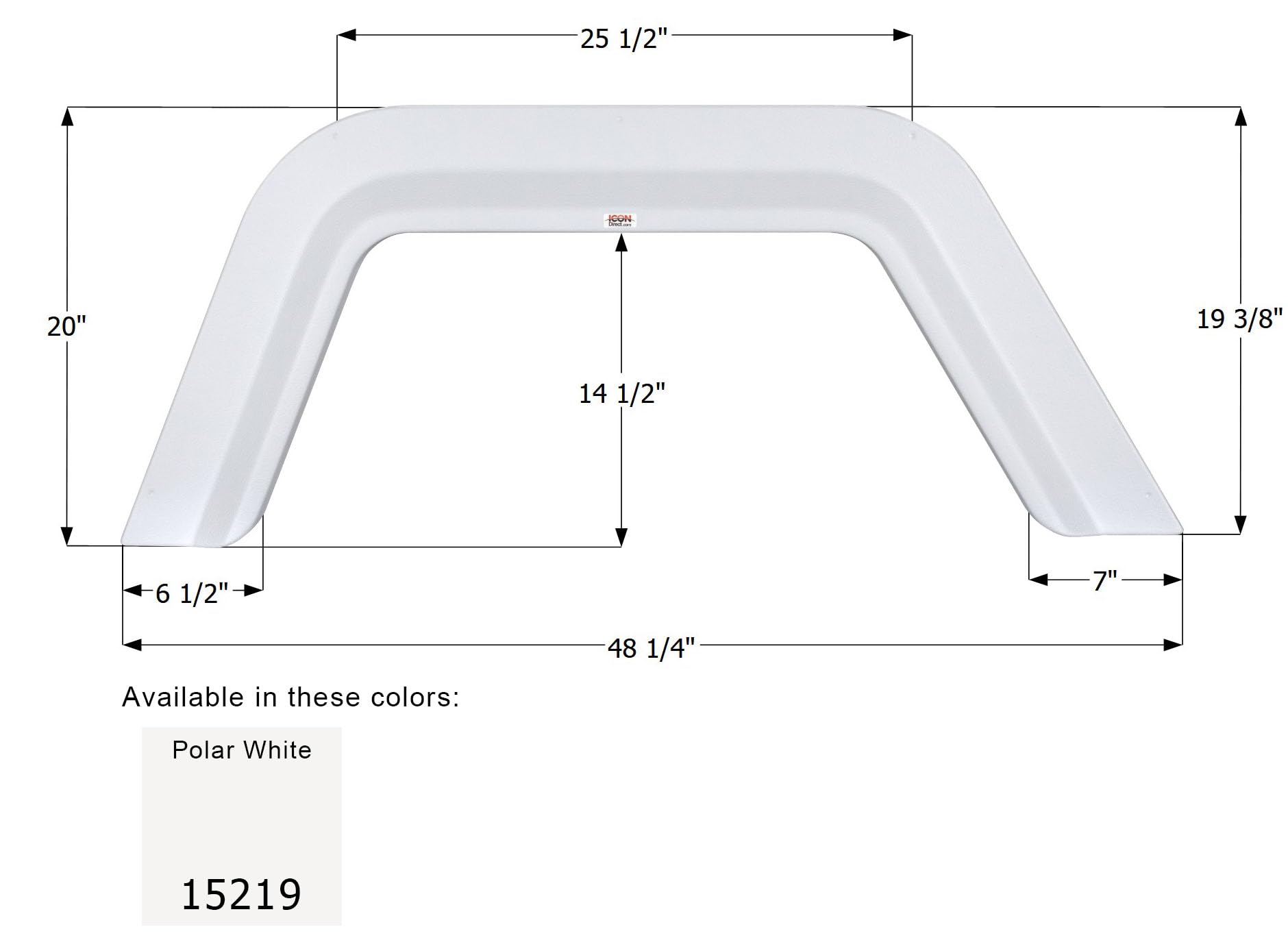Single Axle Fender Skirt ICON 15219 for Winnebago (LH) - Polar White