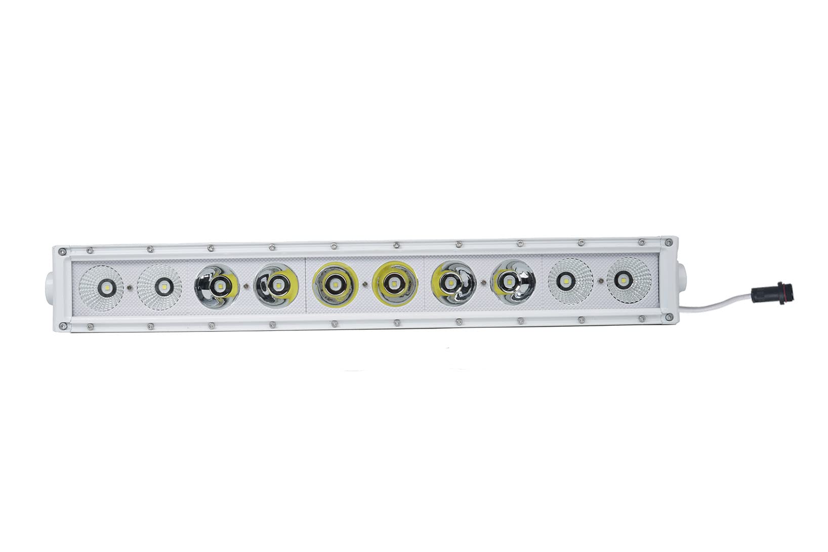 Race Sport Lighting 22.5inch MS100WCWA Single Row Marine Grade Wrap Around White Shell Light Bar with 100-Watt 10 x 10W High Intensity OSRAM LEDs