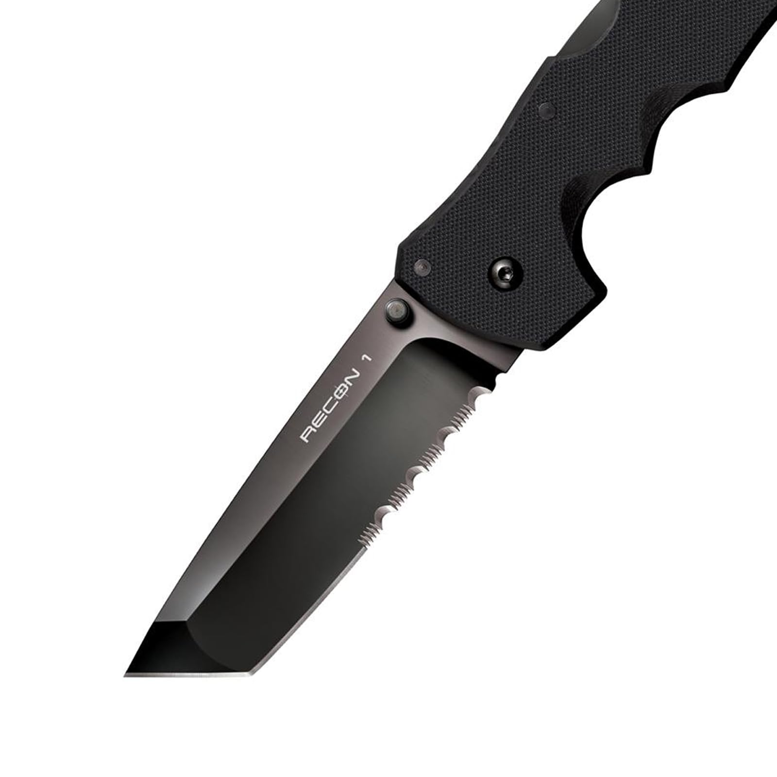 Recon 1 Series Cold Steel Tactical Folding Knife with Tri-Ad Lock and Pocket Clip - Made with Premium CPM-S35VN Steel, Tanto Half Serrated
