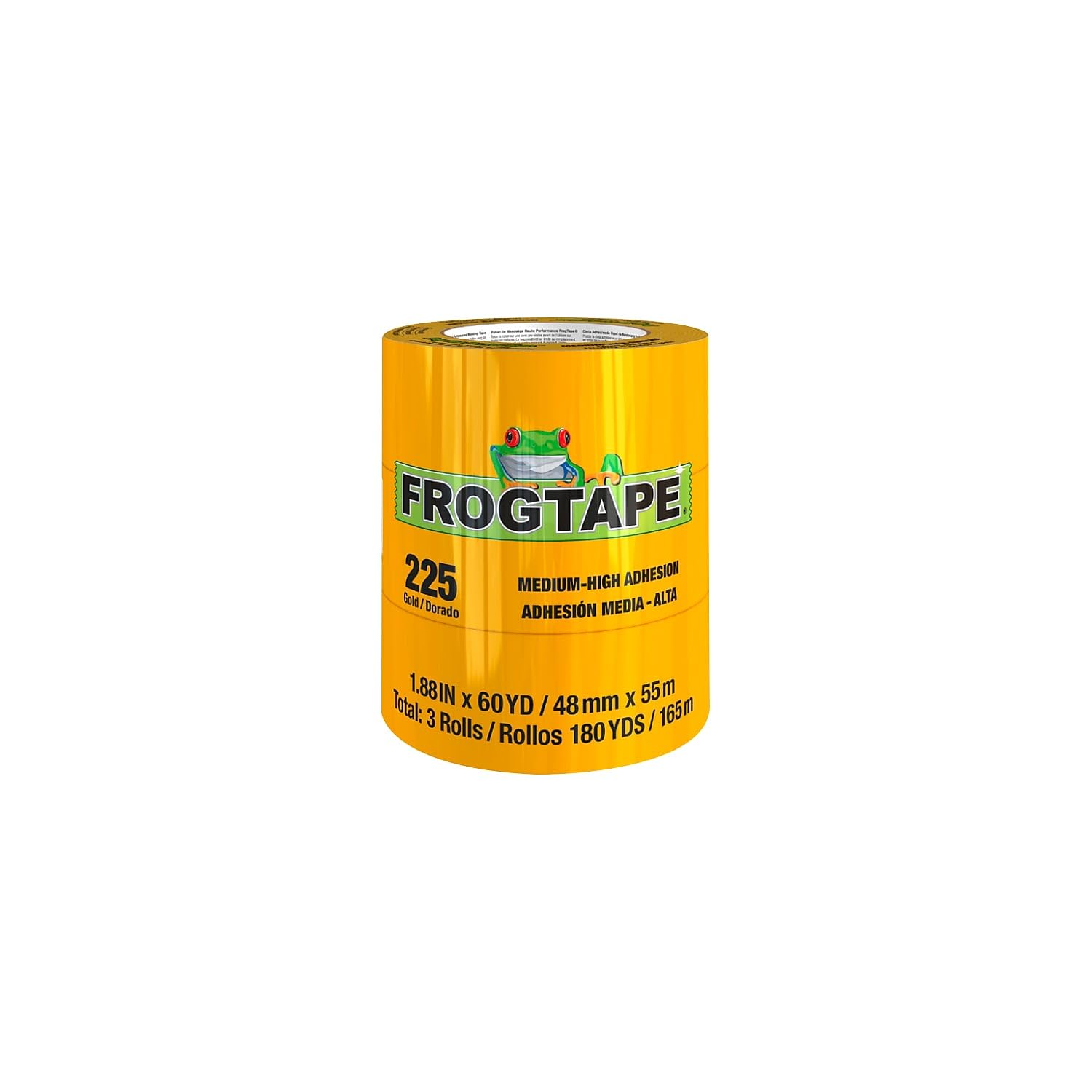 1.88-inch FrogTape 225 x 60 yds. Masking Tape, Gold, 3/Pack (105322)
