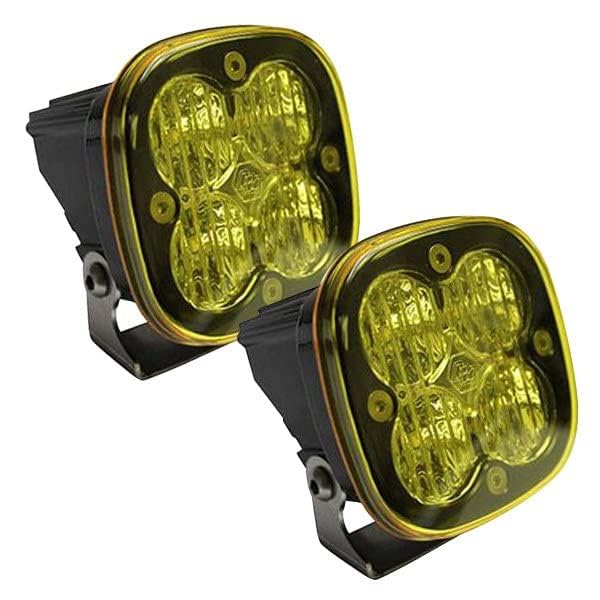 Baja Designs Pro Squadron Black LED Light Pod Pair - 2 PCS LED with Wiring Harness (Wide Cornering; Amber)