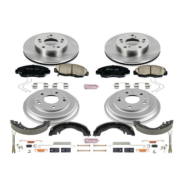 Power Stop Autospecialty KOE15242DK Front and Rear Replacement Brake Kit-OE Brake Drums & Ceramic Brake Pads For Honda Civic 2012-2015 [Model Specific]