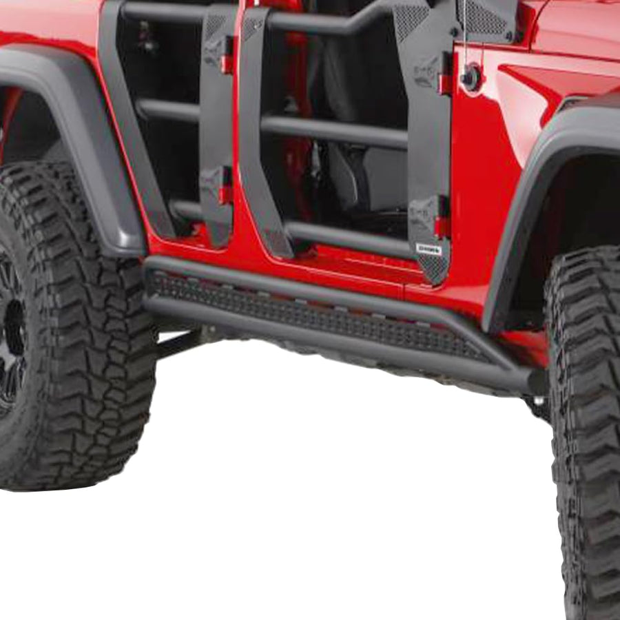 Frame Mount Sliders & Welded Mounting Brackets Go Rhino | Mild Steel, Textured Black | FS4429T | Fits 2018-2023 Toyota Tacoma Double Cab Pickup