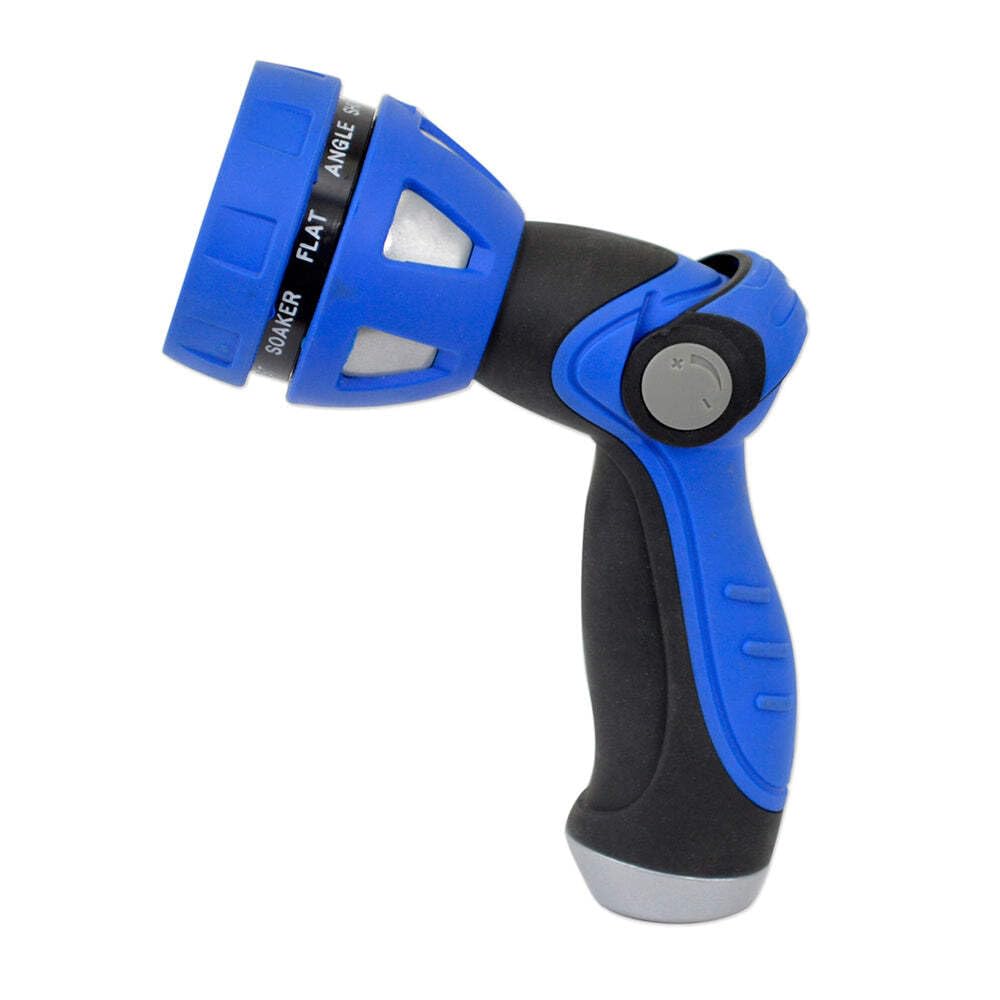 Thumb Lever HoseCoil Nozzle w/Metal Body & Nine Pattern Adjustable Spray Head