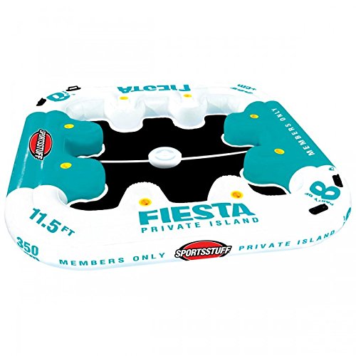 Fiesta Island Sportsstuff | 8 Person Lake Lounge with Heavy-Duty Comfort Mesh Seating, Floating Inflatable Cooler Included